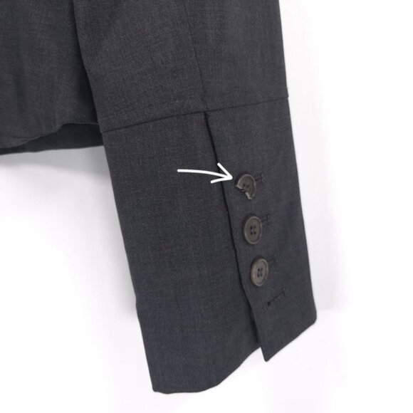 Theory WOOL Blend USA🇺🇸MADE Button Up Collared Crop Blazer Jacket Size 10 - Picture 9 of 11